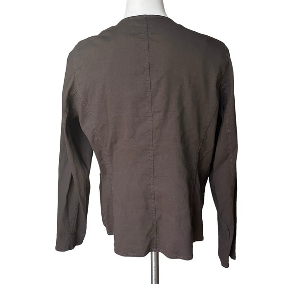 Eileen Fischer Open Front Linen Blend Brown Jacket - Picture 9 of 14